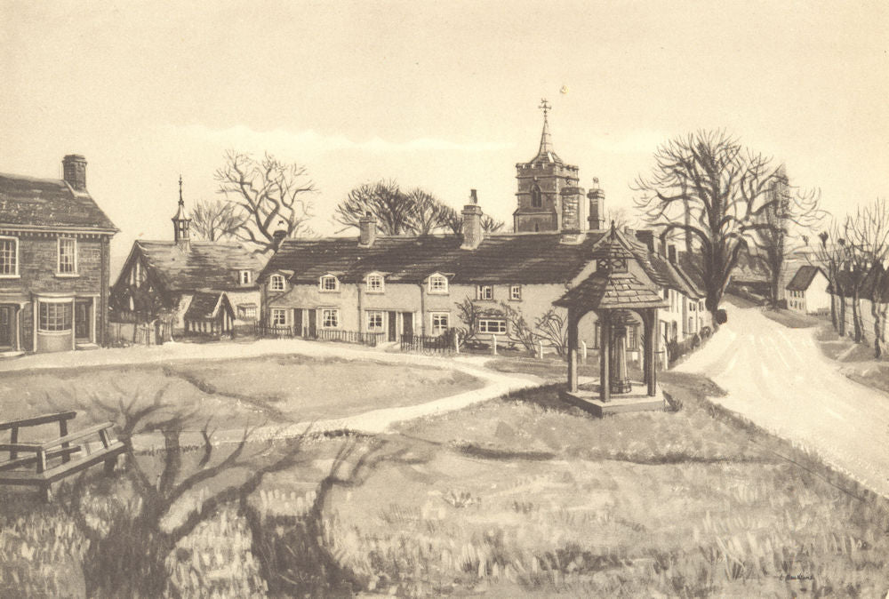 HERTFORDSHIRE. Westmill. By Irene Hawkins 1946 old vintage print picture